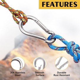 ThreeLeaves 3 in Stainless Steel Carabiner for Dog Leash. Big Carabiner Clip Heavy Duty. Spring Snaps Hooks Stainless Steel for Dog Leash. (4 Pack)