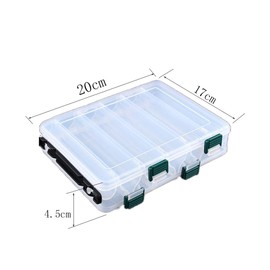 inherited 2 x Hooks Fishingtackle Accessories Storage Box, Double-Sided 10 Compartments Waterproof Visible Plastic Clear Fishing Bait, with Holes for Drainage (20 x 17 x 4.5 cm)
