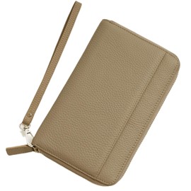 masamilk Genuine Leather Passbook Case, Magnetic Protection, Holds Seals, Large Capacity, Card Storage, Skimming Prevention, Passbook Holder, Passport, Household Management, Overseas Travel, gray