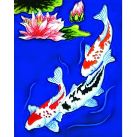 Koi Fish - Decorative Ceramic Art Tile - 11"x14" En Vogue
