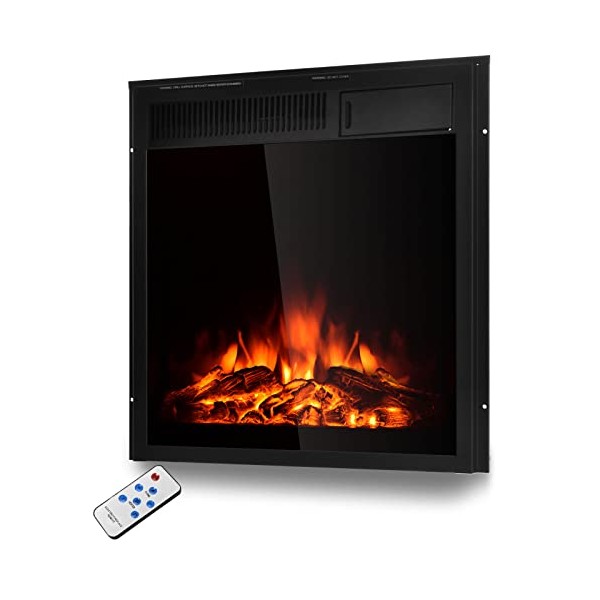 COSTWAY Electric Fireplace Inset 22.5-Inch Wide, 1500W Recessed and Freestanding