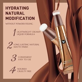 Anglicolor Barra de contorno con aplicador de cojín, varita líquida, crema suave, bronceador ligero para cara, vegano y libre de crueldad (02#Fair/med