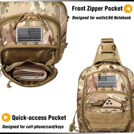 DBTAC Tactical Personal Defense Bags & Packs | 8L Tactical Bag Shoulder Chest Pack with Sling for Concealed Carry, Range, Travel, Hiking, Outdoor Sports (CP Camo)