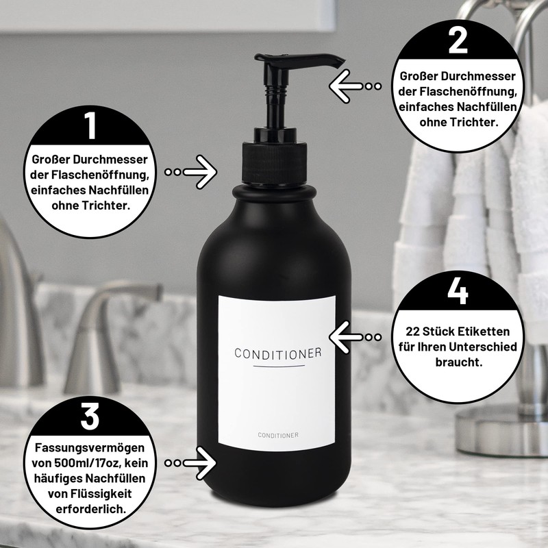 Ezebesta Soap Dispenser with Wall Mount 500 ml Black Pump