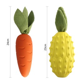 volumoon Hundespielzeug Karotte Ananas, Robustes Kauspielzeug für Welpen, hundekauspielzeug für Zahnreinigung, Gummi Dog Toys, Hund Spielzeug Unzerstörbar, für Kleine Welpen Mittelgroße (Karotte)