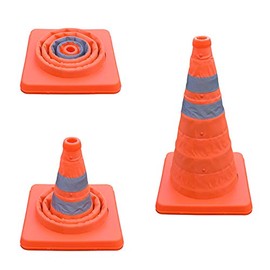 Collapsible Traffic Multi Purpose Pop Up Reflective Safety Cone, Work Area Protection, Emergency Roadside Barrier (12 Inch)