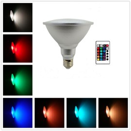 DUDU Led Spotlight E27 PAR38 20W RGB Colored Light Bulb 16 Color Changing with IR Remote Control for Home, Living Room, Party Decoration Waterproof Outdoor Floodlight (20W PAR38 RGB)