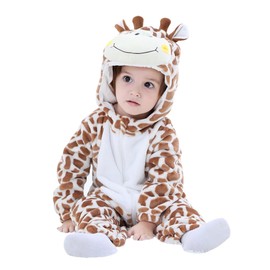 Doladola Unisex Baby Spring Autumn Animal Romper Baby Boys Girls Flannel One Piece Pyjamas, giraffe