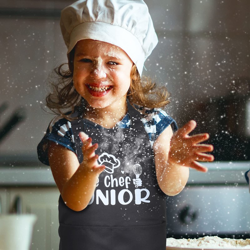 Halinuia Kinder Küchenschürze Wasserfest Verstellbar Le Chef Junior mit 2