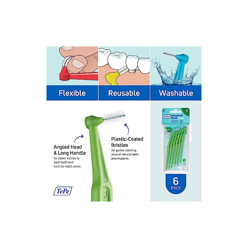 TePe Angle Cepillo Interdental Angulado, Cepillos interdenaltes TePe Verde 0.8mm