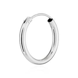 NKlaus Single 585 14 Carat Gold White Gold Hoop Earrings 16 mm Earring 1.8 mm Thickness Round 2566, Yellow Gold