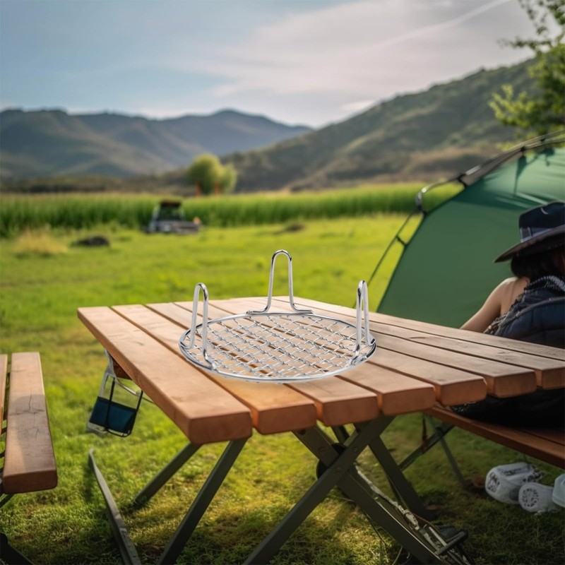 Round Cooling Rack, Portable Stainless Steel Cooking Grate BBQ Grill