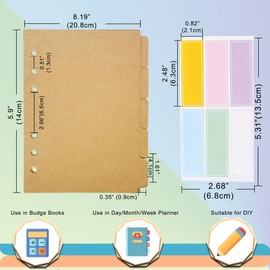 A5 Index Paper, 8.19x5.9", 5Pcs per Set, 3 Sets per Pack, Craft Color Paper Divider, for 6 Holes Filofax, 6 Holes Binder(Harphia, DIYD-013-A5-Craft)