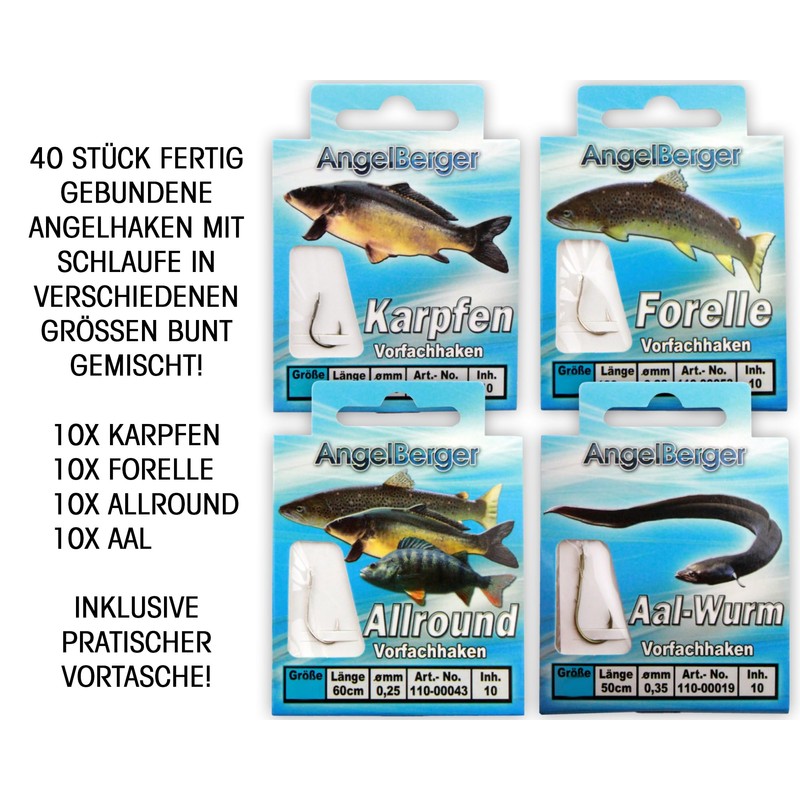 Angel Berger Snelled Fishing Hook Set with Bag