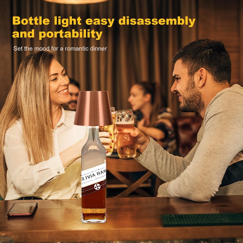 SOUDFK Wireless Bottle Lamp, 2026 New 3 Color Rechargeable Led
