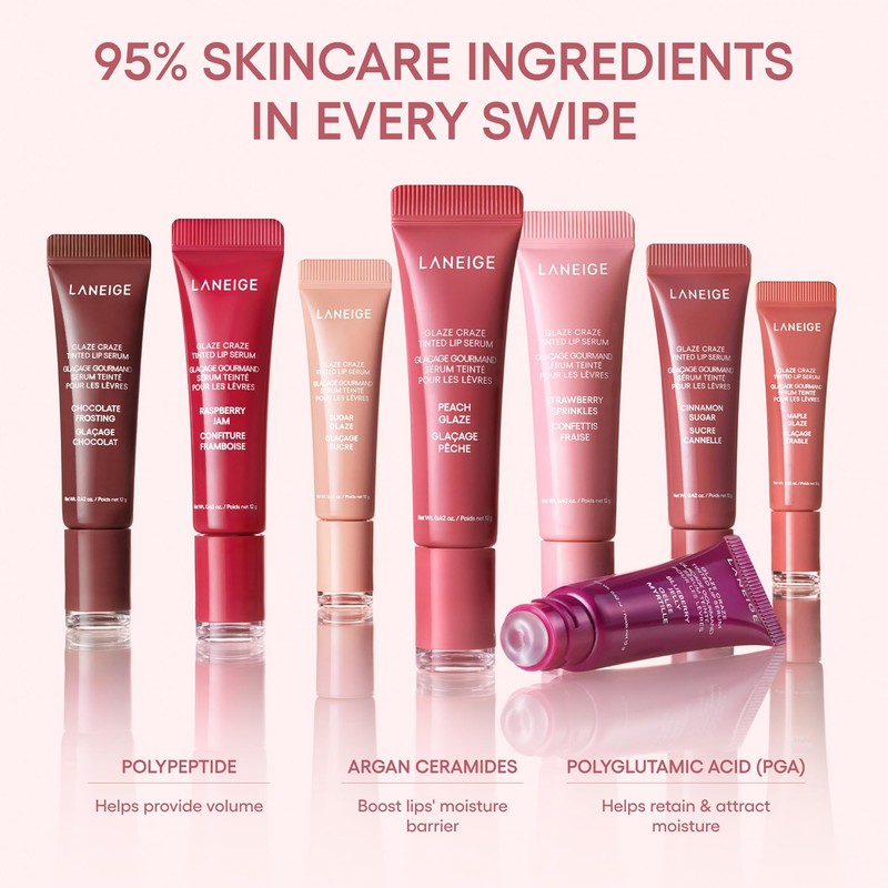 LANEIGE Glaze Craze Tinted Lip Serum, Strawberry Sprinkles: Hydrating Serum