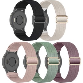 EverAct 5PACK 22mm Nylon Elastic Straps Compatible with Garmin Vivoactive 4 /Venu 2 /Venu 3,Soft Elastic Fabric Wristband for Garmin Forerunner 255/265