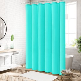 MitoVilla Fabric Small Shower Stall Curtain Liner, 36" W x 72" H Bathroom Shower Curtain Liner, Hotel Quality, Washable, Water Repellent, Teal Bath Curtains with Plastic Hooks