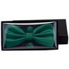 GUSLESON Mens Dark Green Wedding Bow tie Double Fold Pre-tied