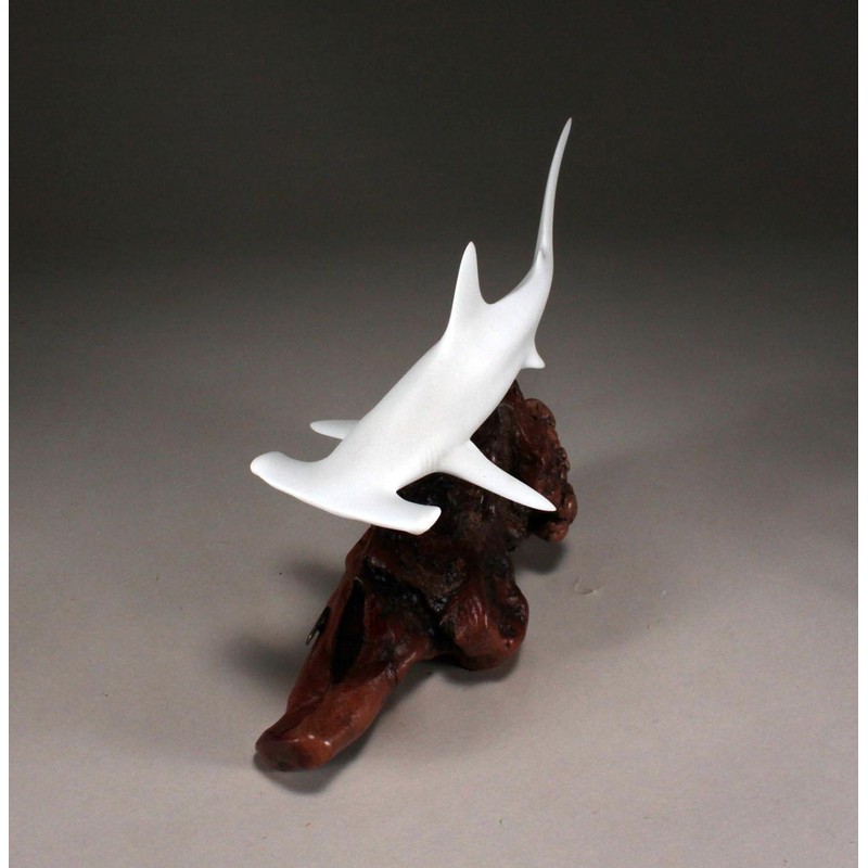 HAMMERHEAD SHARK Sculpture by JOHN PERRY 12in long on polished