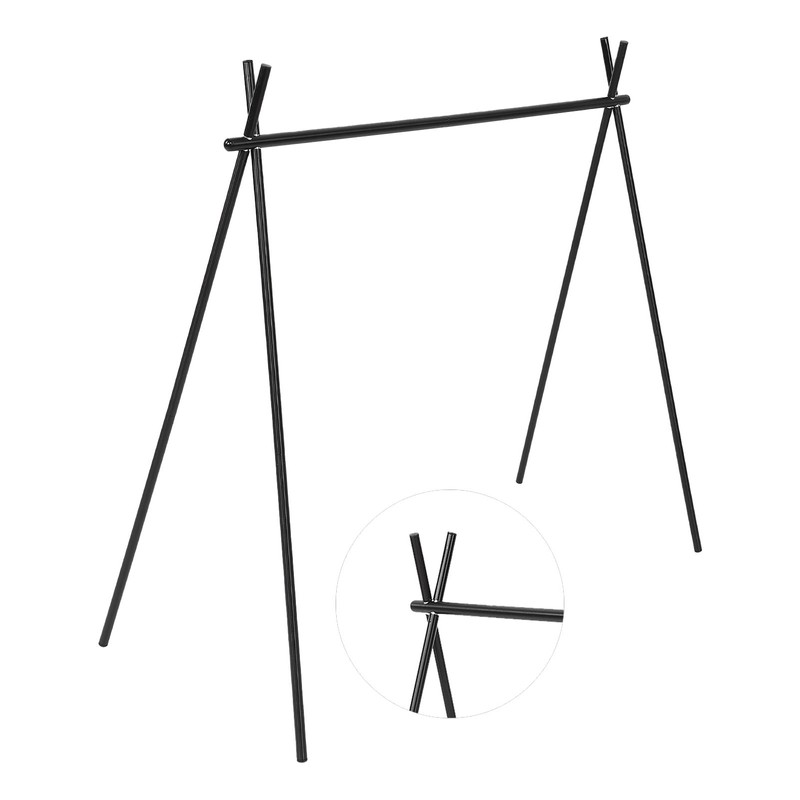 Hanging Rack Black Tripod Structure Folding Hanging Shelf with Storage