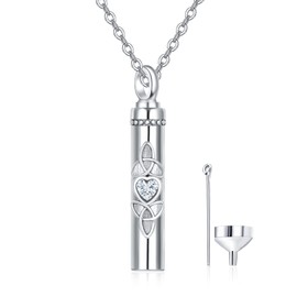 KINGWHYTE S925 Sterling Silver Cremation Urn Necklace Cremation Memorial Pendant Ashes Necklace Pet Dog Cat Ashes Pendant Beloved One Ashes Necklace Forever In My Heart Cremation Ashes Urn Necklace