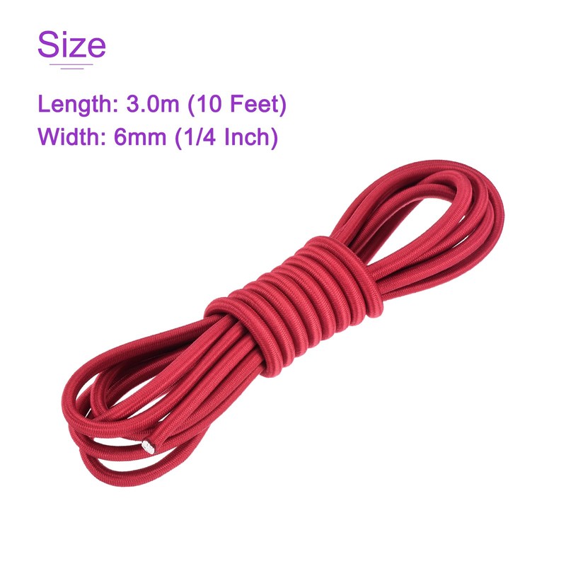 DMiotech 6mm Shock Cord, 3 M Red Bungee Cord Tent