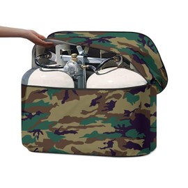 Uourmeti Army Green Camo Camper Propane Tank Cover Double 20lb Weather Resistant Gas Cylinder Cover Heavy Duty RV Propane Tank Cover for Travel Trailer Accessories