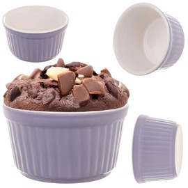 KADAX Soufflé Förmchen, 1 Stück, Ø 9cm Crème Brûlée Schälchen, kleine Ofenförmchen aus Keramik für Creme Brulee, Souffle & Ragout Fin (Lila)