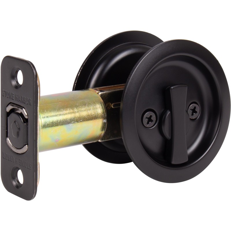 Round Pocket Door Lock, Privacy (Bed/Bath) Latch, 2-3/4" Backset, RCL,