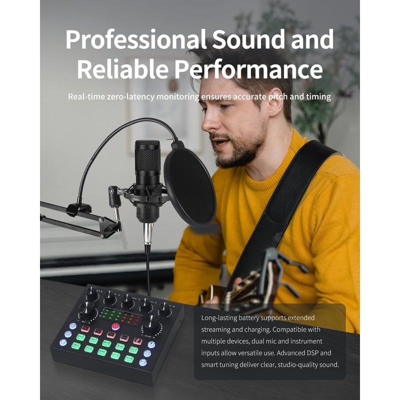 J.I.Y Podcast Equipment Bundle for 1, Studio Recording Kit with
