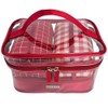 Elegant 4 Piece Cosmetic Bag Set Red Clear Box Checked
