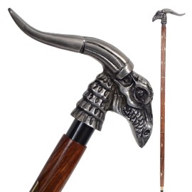 Dragon Head Walking Stick Wooden Shaft Walking Cane for Men Women Canes, Total Length 37 Inch