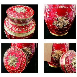 EVELUXWIT Urnas de rosas de recuerdo para cenizas humanas, urna de entierro de cremación para cenizas humanas, cenizas humanas, hermosas urnas funerarias decorativas de aleación de zinc (rojo)