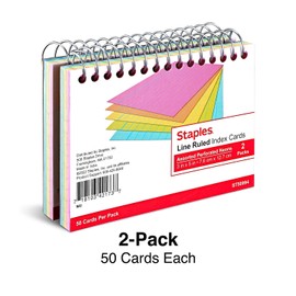 Staples 3-inch x 5-inch Index Cards, Lined, Neon, 6/Carton (ST50994-CCVS)