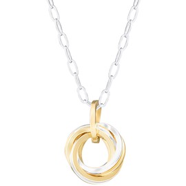 Two-Tone Love Knot Pendant Necklace with Mixed 14K Gold-Filled and 925 Sterling Silver Circles Everyday Jewelry Gift for Women - 20"