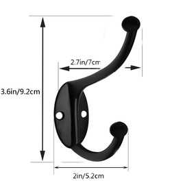 ZEYU 20Pcs Wall Hooks, Coat Hooks Hardware Heavy Duty Hooks for Hanging Coats Double No Rust Black Hook Wall Mounted with Screws for Key, Towel, Bags, Cup, Hat