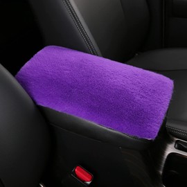 Silence Shopping Fluffy Furry Armrest Cover for Car, Auto Center Console Cover Pad Car Soft Console Pad Wool Fur Armrest Seat Box Cover Protector Universal Fit for Most Vehicle, SUV (Purple)