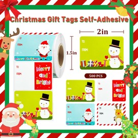 500 PCS Christmas Gift Tags Self-Adhesive,Christmas Gift Tag Stickers,2 x1.5in Christmas Name Tags for Christmas Presents,Xmas Gift Tags