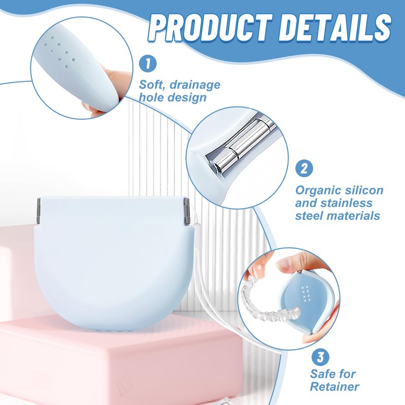 Silicone Retainer Denture Storage Case Holder, Portable Slim Dental Container