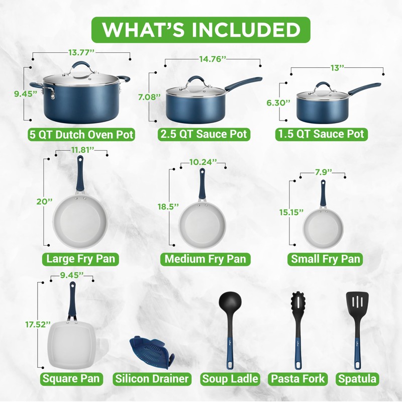 NutriChef High-Qualified Basic Kitchen Pots and Pans Set, 14 Piece