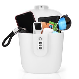 Ohok Portable Anti-Theft Lock Box, Portable Security Lock Bag, Mobile Travel Safe & Beach Safe with Numbers Lock for Beach, Camping, Travel, Sports, Shopping (White)