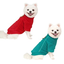 Dog Fleece Jumper – Warm Dog Jumpers Small & Medium, Soft Stretchy Sweatshirt, Easy On/Off, Vibrant Colors, Machine Washable (Green and Red, S)