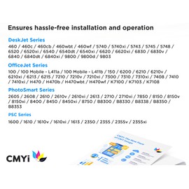 CMYi 94 95 Replacement Combo Pack Ink Cartridge for HP OfficeJet H470wf, K7100, K7103, K7108, 100, 150, 6200, 6210, 6210v, 6210xi, 6213, 6215, 7210, 7210v, 7210xi, 7300, 7310 (2 Black, 2 Color)