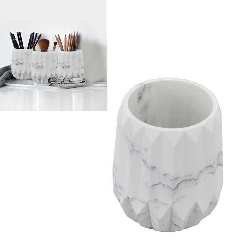 Makeup Brush Holder Durable Glossy Resin Large Capacity Modern Design