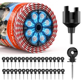 Epoify Electric Fence Polywire Kit, 500m/1650FT with 50 Insulators & Tool