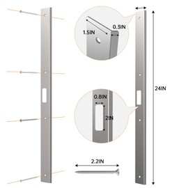 24" Interior Door Jamb Repair Kit for Interior Doors，Extended Door Strike Plate Reinforcement Plate for Interior Door Deadbolt, Fit Any Interior Door Jamb Door Frame (Satin Nickel)
