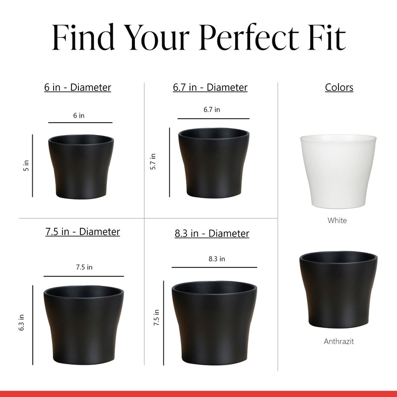Scheurich Set of 3 Classic Anthrazit Ceramic Plant Pots –
