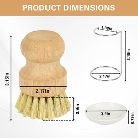 Qaskwaer Wooden Dish Brushes, Dish Scrubber Brush for Cleaning Dishes, Natural Sisal + Palm Bristles, Set of 2
