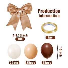 82 PCS Party Balloons Kit Latex 10 inch Brown Khaki Cream Balloons with Brown Ribbon Bow for Birthday Weeding Party Valentine's Day Decorations Baby Shower Bear Party Supplies (Style 5)